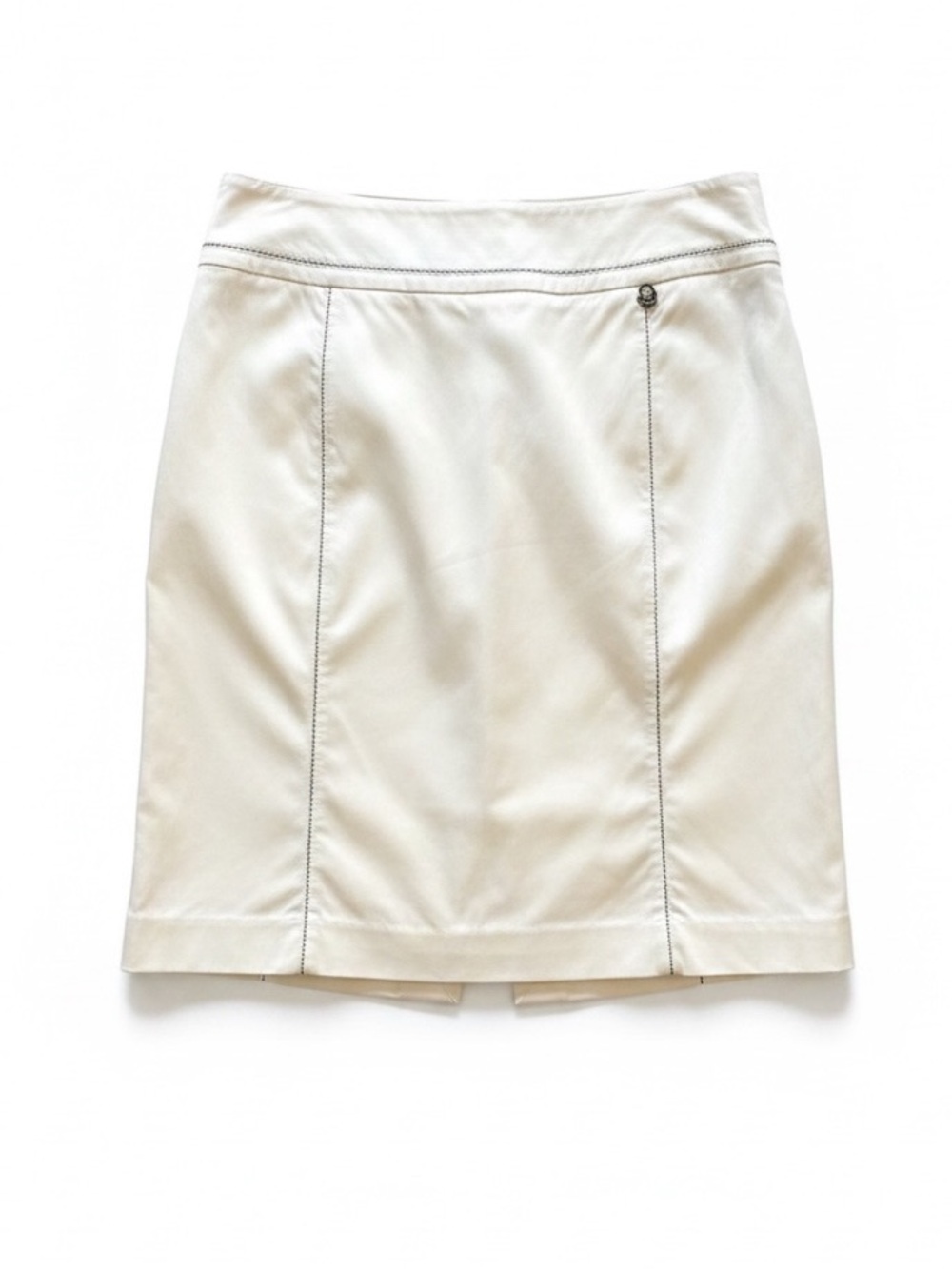 ROBERTA SCARPA ITALIAN MADE PENCIL SKIRT IVORY WHITE WITH SILVER TRIM SIZE 10